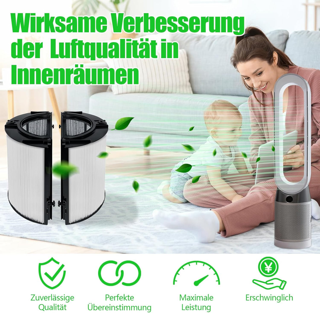 2-in-1 HEPA Filter und Aktivkohlefilter Kompatibel mit Dyson Luftreiniger DP04 HP04 HP06 HP07 HP09 P