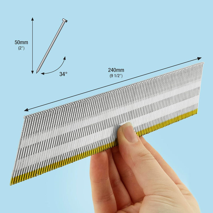 Tacwise 0406 verzinkte gewinkelte Stauchkopfnägel, Typ DA 15G / 50 mm, ,D‘-Kopf, Packung mit 4000 St