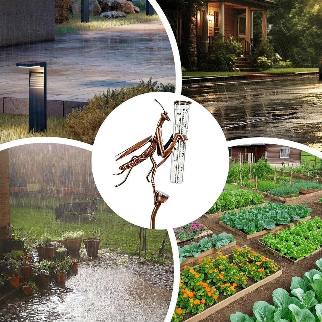 Wassermessgerät Regen, Iron Mantis Solar, professioneller Regenmesser, 61 x 10,3 x 4,5 cm, mit Ausse
