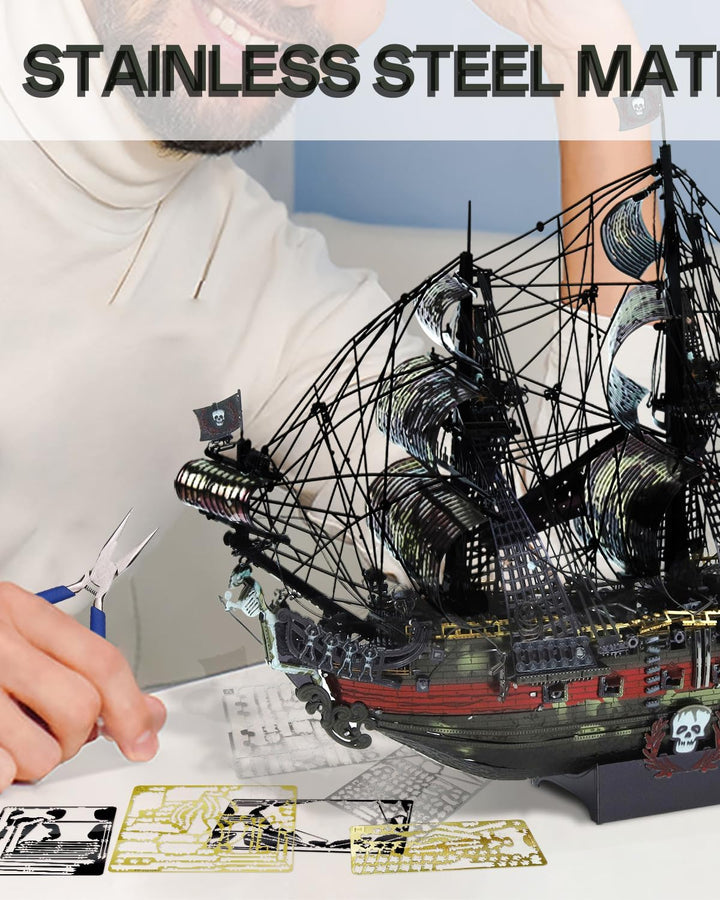 Piececool 3D Puzzle Metall Piratenschiff Queen Anne's Revenge, 3D Metall Puzzle Segelboot Schiffsset