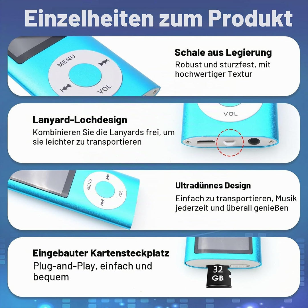 MP3 MP4 Player HiFi Tragbar mit 1,8 Zoll LCD Bildschirm, Verlustfreier Musikplayer mit Speichererwei