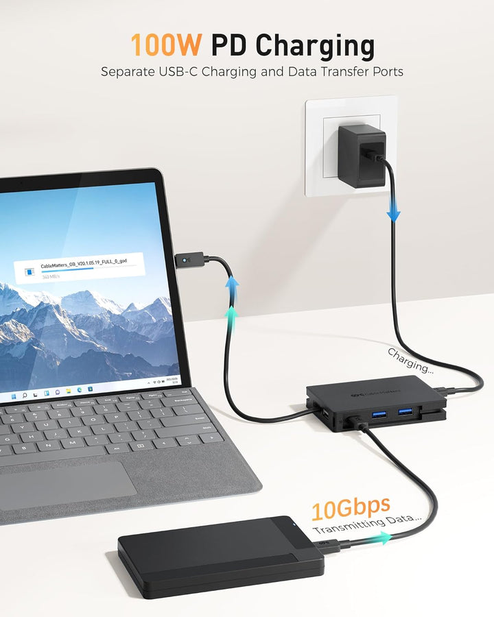 Cable Matters Portable 40Gbps Dual HDMI USB4 Hub, USB 4 Dock mit 2x4K@60Hz oder 1x4K@120Hz / 8K@30Hz