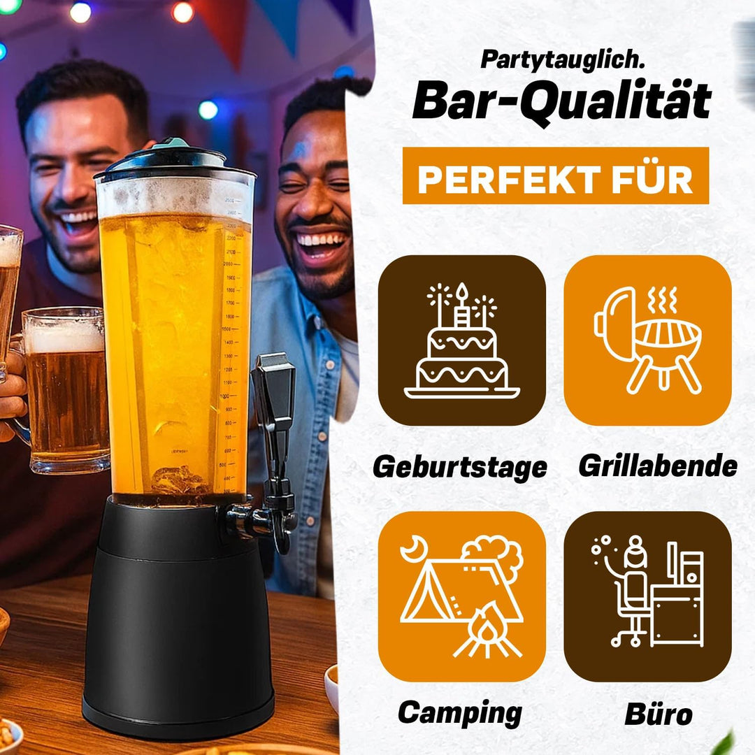4,0L Biersäule Zapfsäule Kult Biertower Trinksäule Getränkespender Getränkesäule mit 1,3L Eiskühlung
