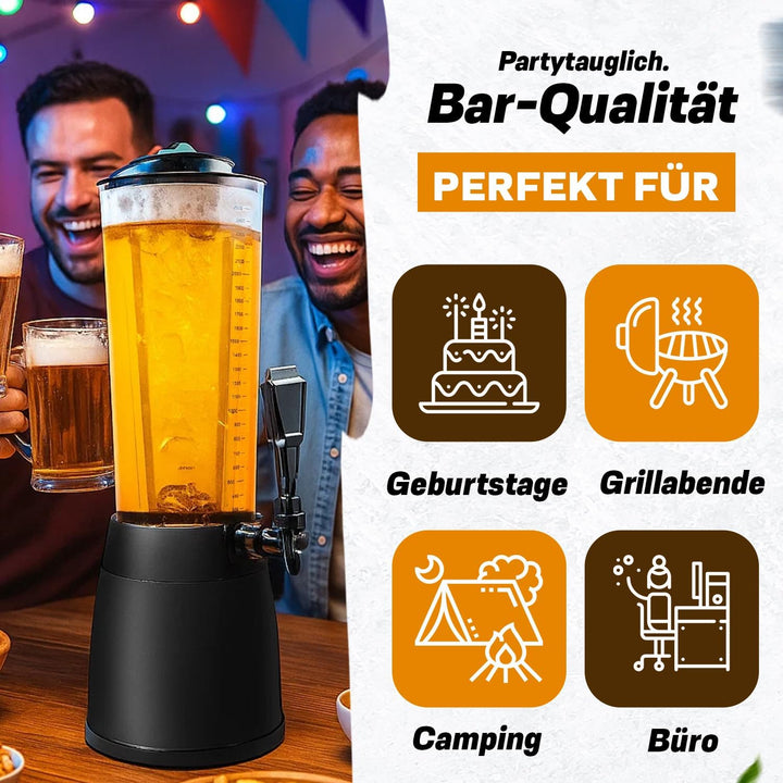 4,0L Biersäule Zapfsäule Kult Biertower Trinksäule Getränkespender Getränkesäule mit 1,3L Eiskühlung
