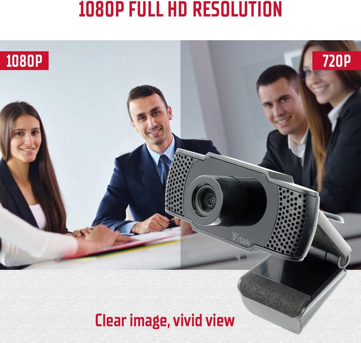 itek Webcam W300 Full HD 1080p mit Mikrofon & Stativ – USB-Plug & Play, 30 fps, ideal für Video-Call