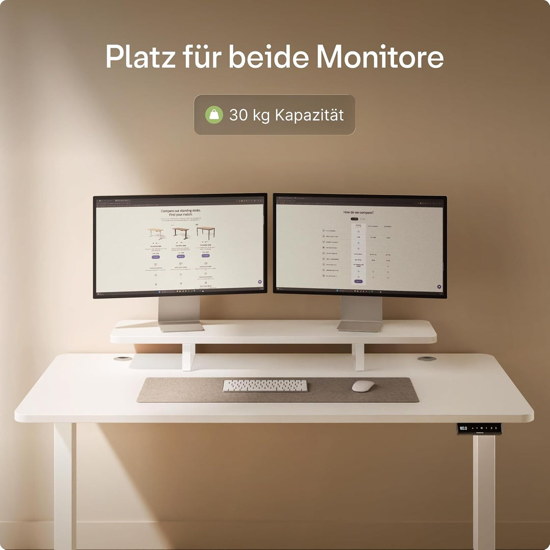 Desktronic Monitorstaender – Ergonomische Monitorerhoehung, 114 x 28 x 12,8 cm, 30 kg, 1-2 Monitore,