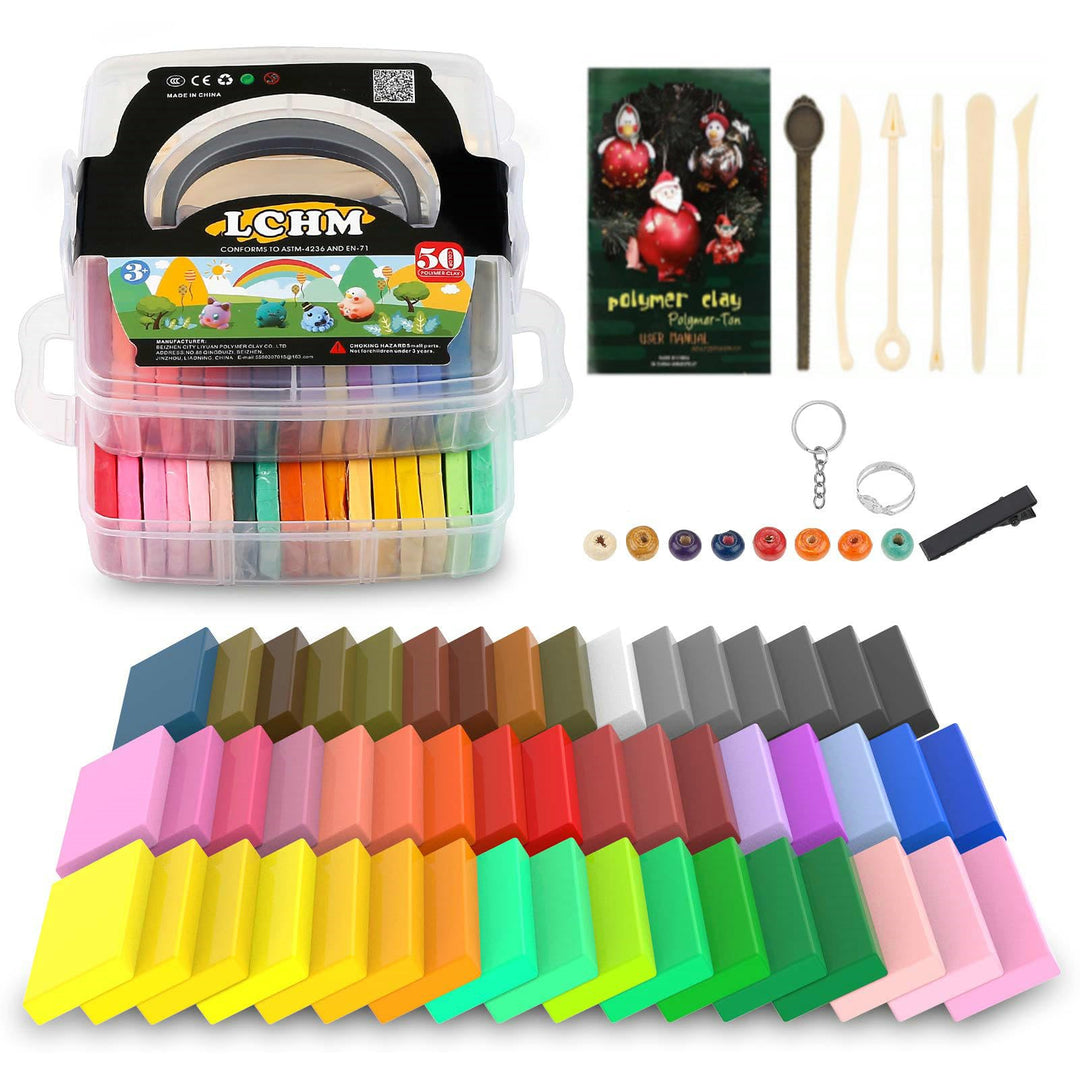 Polymer-Ton 50 Farben 1,25 kg/2,75 LB ungiftig Ofen-Back-Tonblöcke Set Modelliermasse DIY Bastelsets