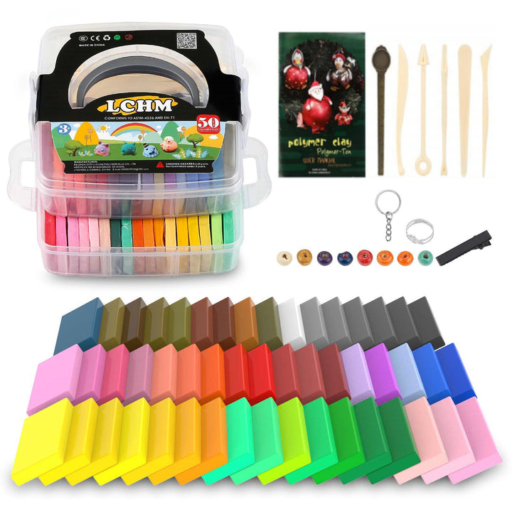 Polymer-Ton 50 Farben 1,25 kg/2,75 LB ungiftig Ofen-Back-Tonblöcke Set Modelliermasse DIY Bastelsets