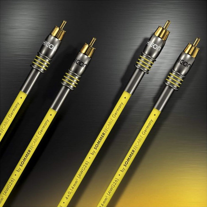 SOMMER CABLE "EPILOGUE" 1m Cinch NF/ Phonokabel High End HICON Stereo 2 x 1,00m | EP3F-0100 1m Gelb,