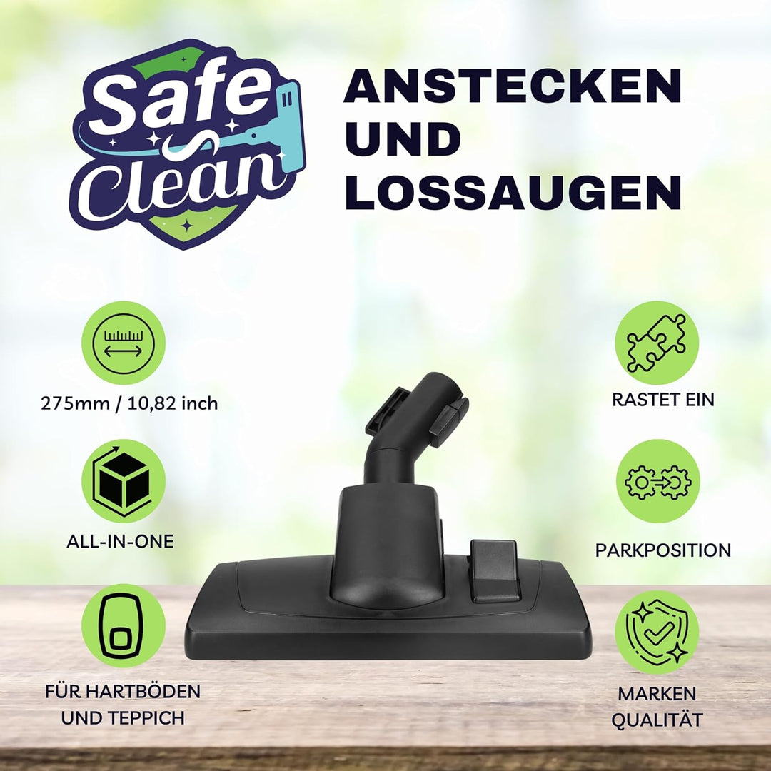 SAFE 'N CLEAN Staubsaugerdüse Bodendüse für Siemens Staubsauger mit Parkposition & Einrastmechanismu