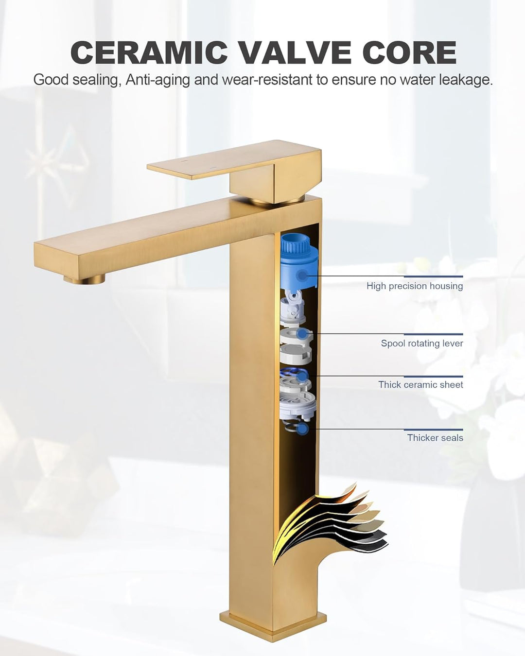 ARCORA Waschtischarmatur, Hochdruck Wasserhahn Bad aus 304 Edelstahl Armatur Waschbecken mit 50cm An