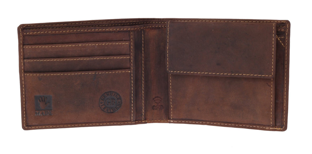 Greenburry Vintage RFID Geldbeutel Leder Geldbörse braun