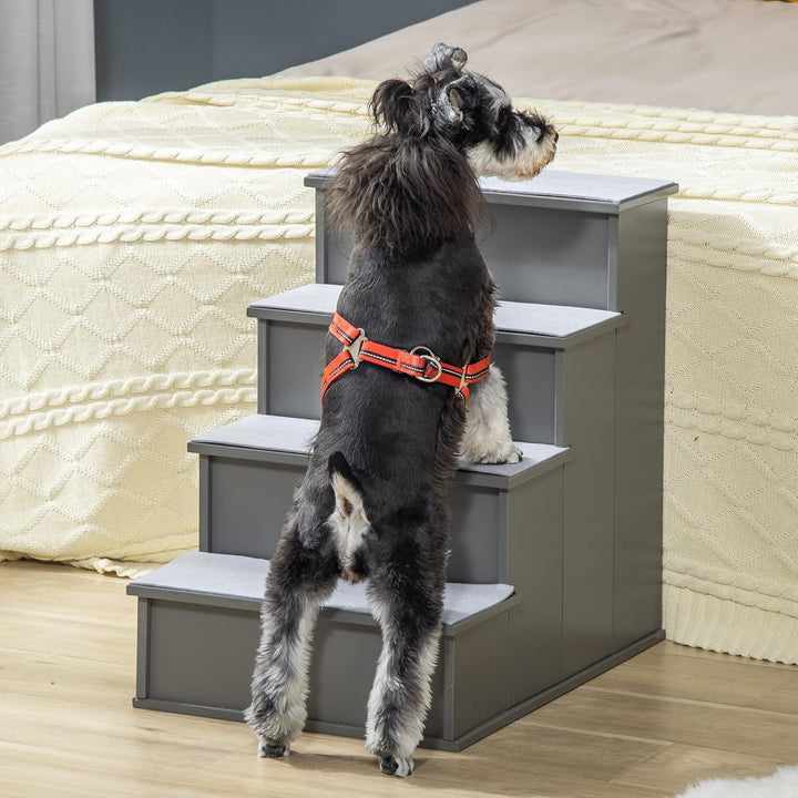 PawHut Haustiertreppe 4-stufige Hundetreppe Katzentreppe Einstiegshilfe mit Rutschfester Matte Haust