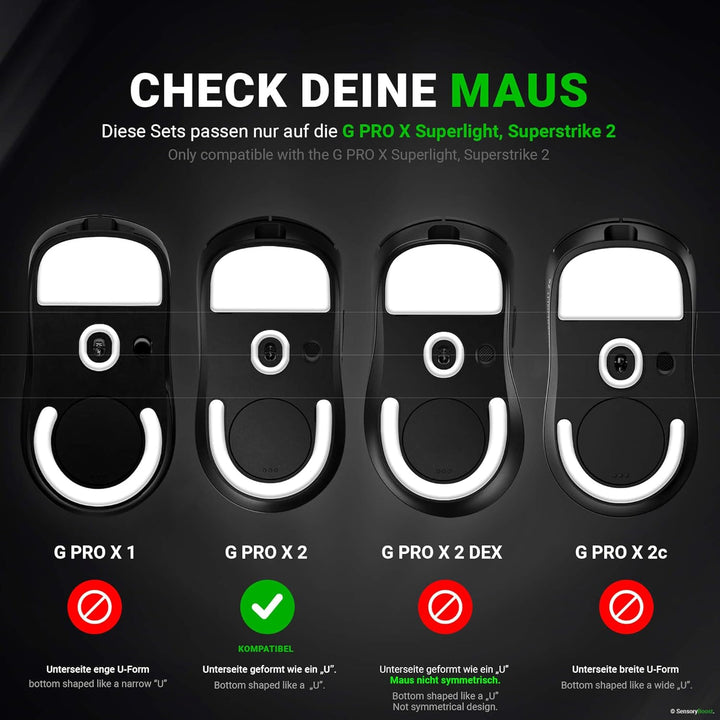 SensoryBoost FPS Glides (2er Set) kompatibel mit Logitech G PRO X Superlight 2, G PRO X2 Superstrike
