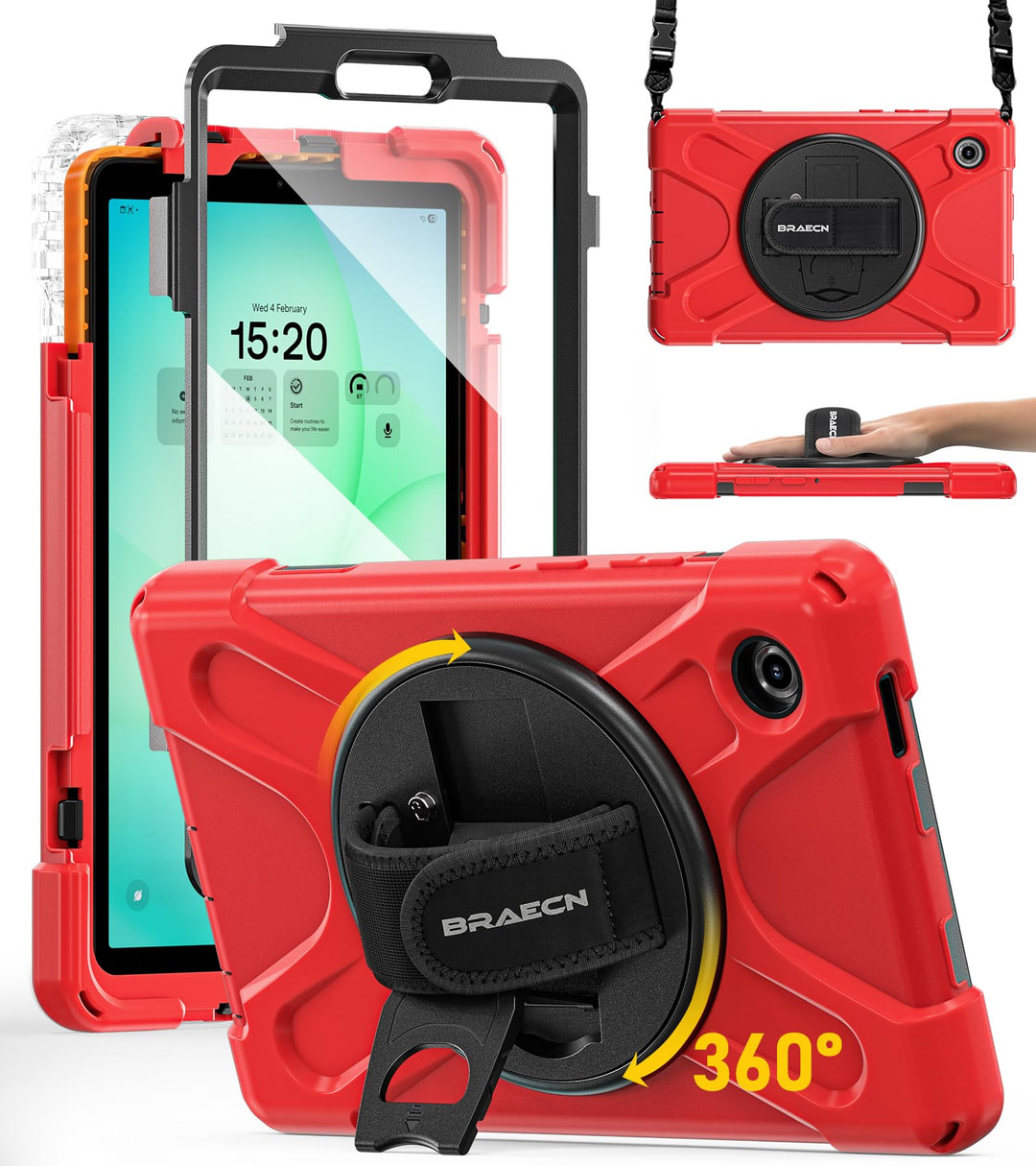 BRAECN für Galaxy Tab A11 Hülle - Samsung Tablet A11 8.7 Zoll 2025 Rot | Stossfeste Schutzhülle mit