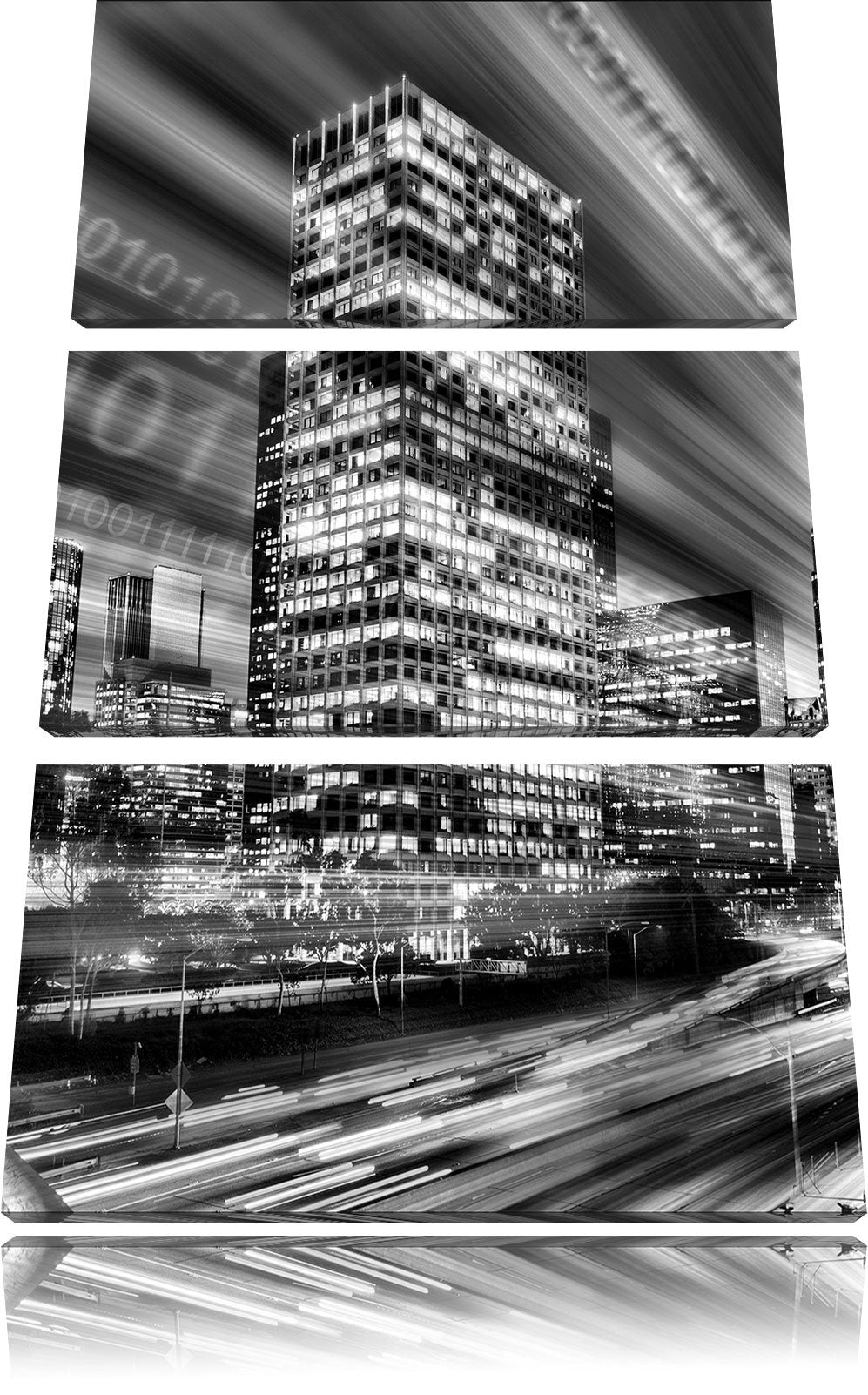 Pixxprint Monocrome, Los Angeles Matrix 3-Teiler Leinwandbild 120x80 Bild auf Leinwand