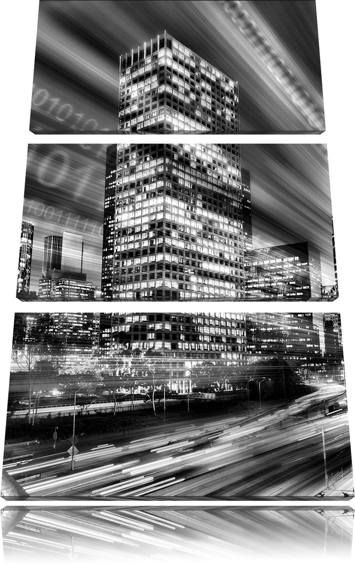 Pixxprint Monocrome, Los Angeles Matrix 3-Teiler Leinwandbild 120x80 Bild auf Leinwand