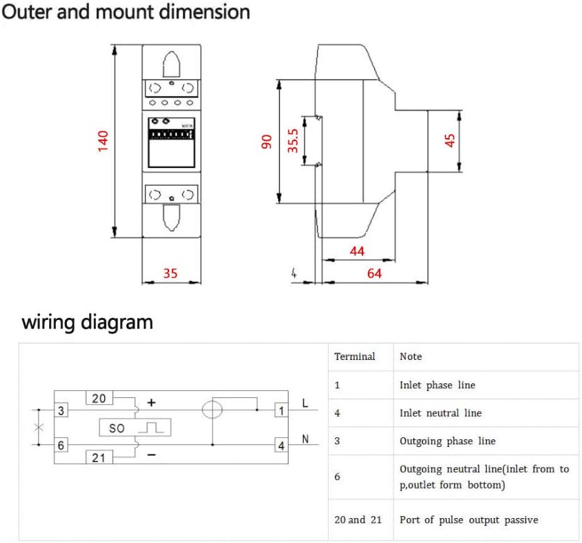 220V Digitaler Einphasen Elektrischer kWh Stromzähler 2-Draht 2P DIN Schiene Energiezähler (20 (80)