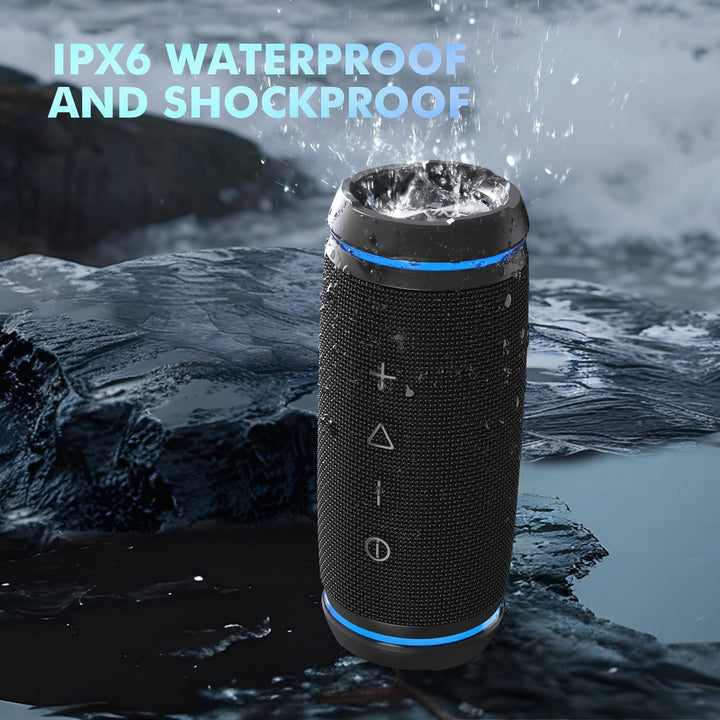 W-KING Bluetooth Lautsprecher, 36W Musikbox Tragbarer Bluetooth Box mit 360° Rundumklang, Kabellose
