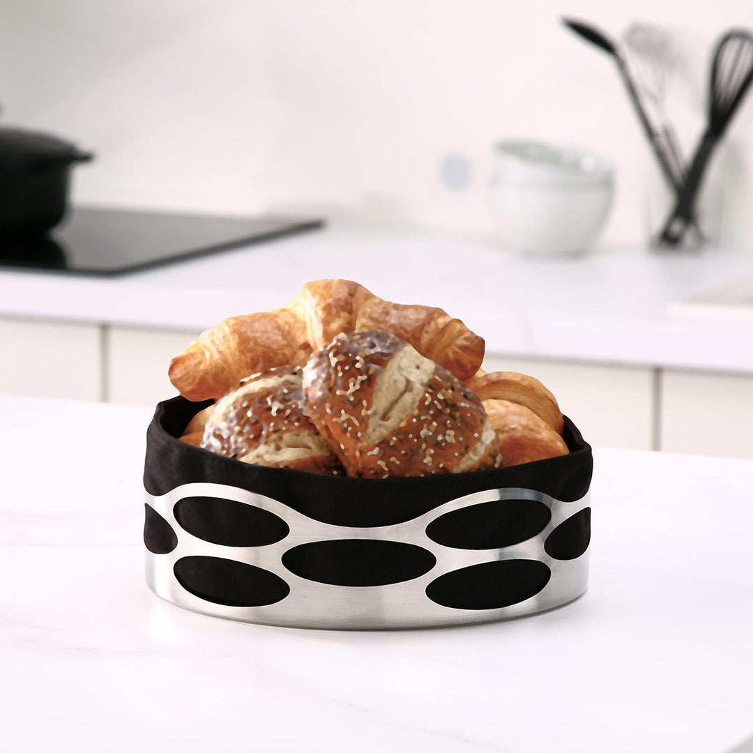 Stelton x-28-3 Embrace Brotschale, Edelstahl, schwarz , 23 x 23 x 7 cm, Schwarz