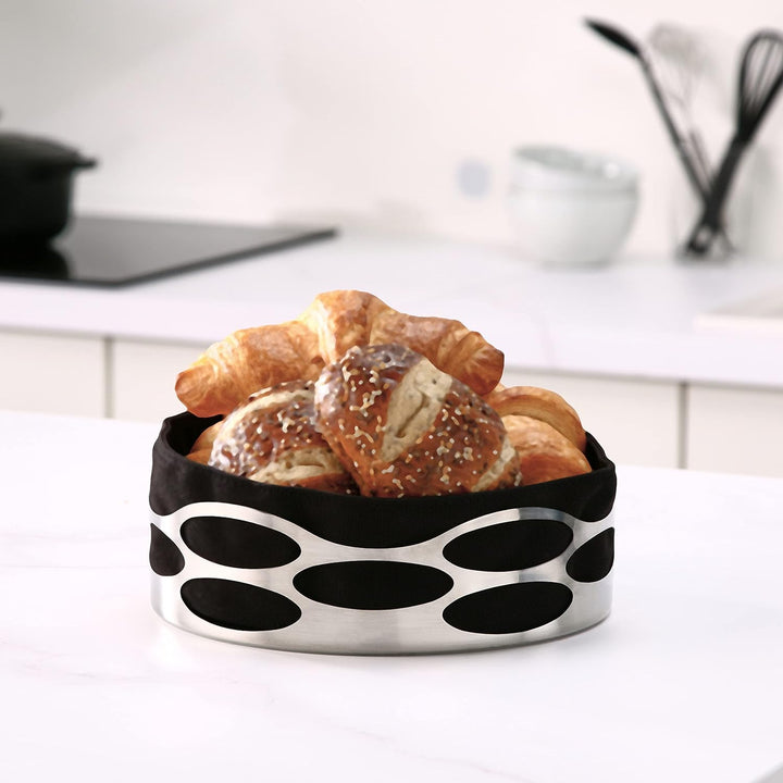Stelton x-28-3 Embrace Brotschale, Edelstahl, schwarz , 23 x 23 x 7 cm, Schwarz