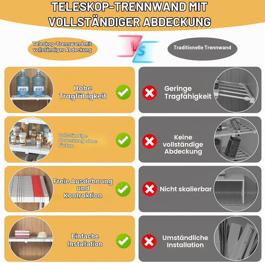 Verstellbare Einlegeboden Schrank, Erweiterbares Schrankeinsatz, Einlegeböden für Schränke, Ohne Boh