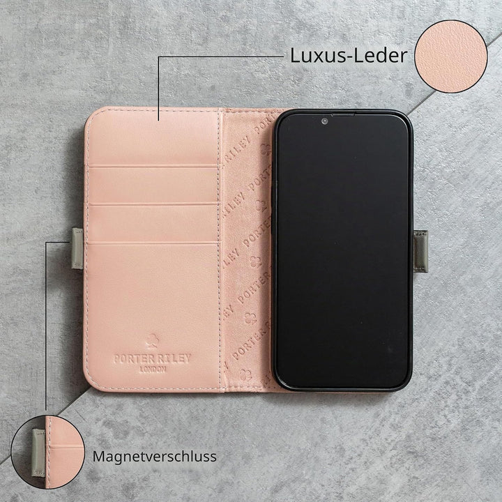 Porter Riley - Lederhülle für iPhone 11 (6,1"). Hochwertiges Echtleder-Ständer/Cover/Brieftasche/Kla