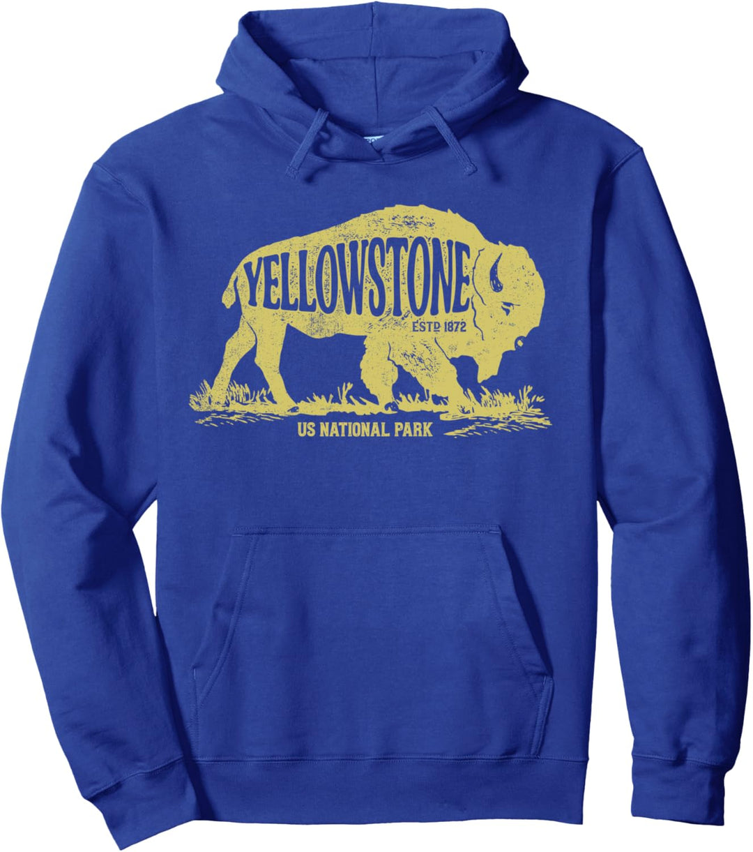 Yellowstone National Park T-Shirt US Bison Buffalo Vintage Pullover Hoodie