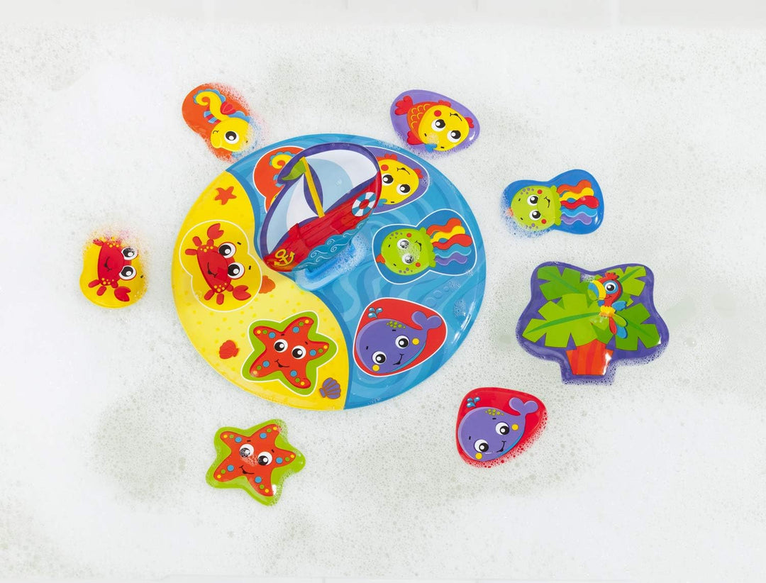 Playgro Badepuzzle, 9-teilig, Mit bunten Tiermotiven, Ab 6 Monaten, BPA-frei, Grösse: 25 x 25 cm, Fl
