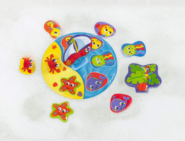 Playgro Badepuzzle, 9-teilig, Mit bunten Tiermotiven, Ab 6 Monaten, BPA-frei, Grösse: 25 x 25 cm, Fl