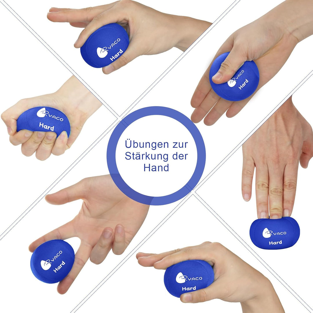 RYACO 6 Stück Gel Stressball für Erwachsene - Antistressball Mit verschiedenen Stärken und Grössen -