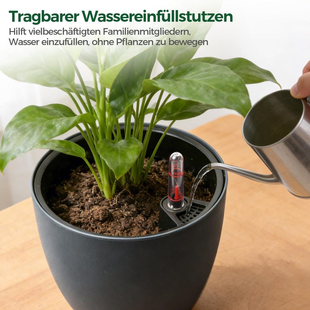 T4U 2Pcs 17,5cm Selbstbewässerungstopf mit Wasseranzeiger, Praktischer Blumentopf für vielbeschäftig