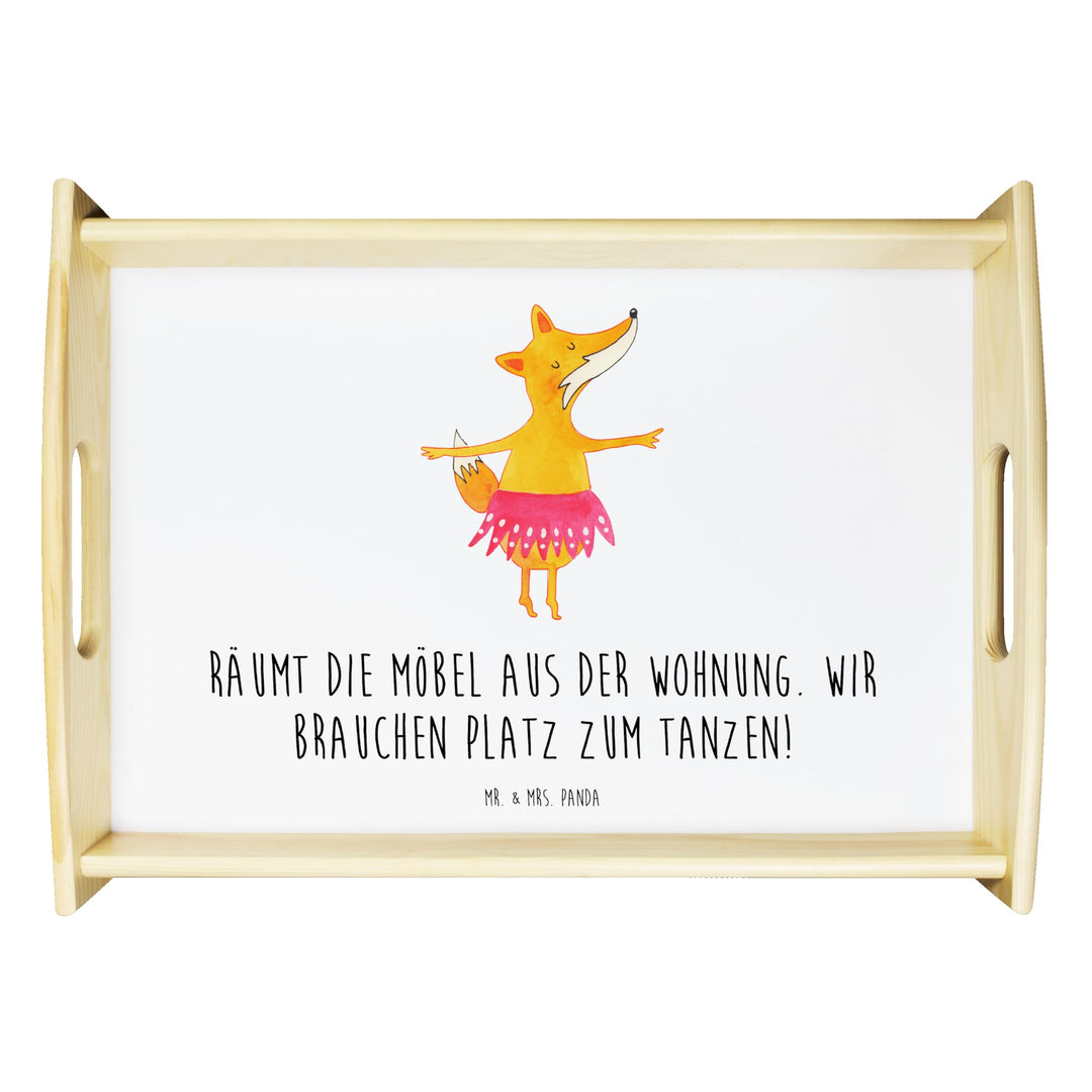 Mr. & Mrs. Panda Serviertablett Fuchs Ballerina - Geschenk, rosa Tütü, Holztablett, Ballett, Tänzeri