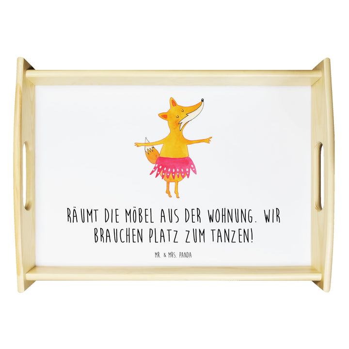 Mr. & Mrs. Panda Serviertablett Fuchs Ballerina - Geschenk, rosa Tütü, Holztablett, Ballett, Tänzeri