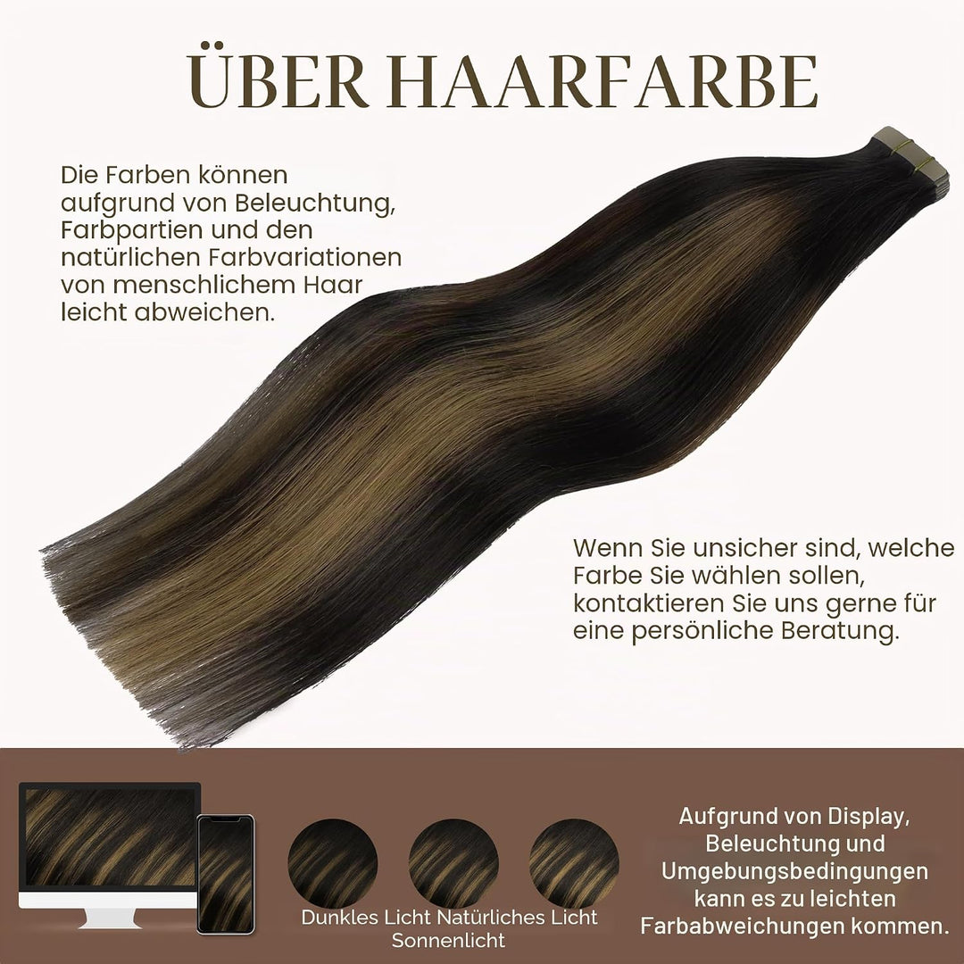 GOO GOO Tape in Extensions Echthaar, Tape Extensions Echthaar, 40cm 50g 20pcs, Extensions Echthaar,