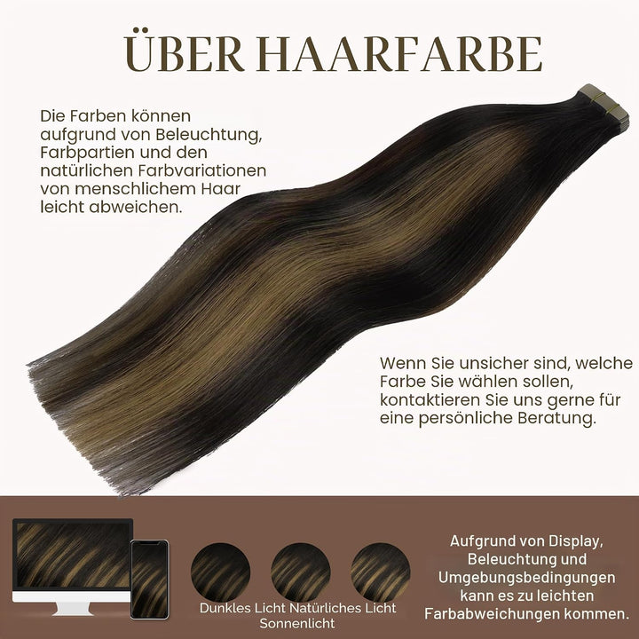 GOO GOO Tape in Extensions Echthaar, Tape Extensions Echthaar, 40cm 50g 20pcs, Extensions Echthaar,