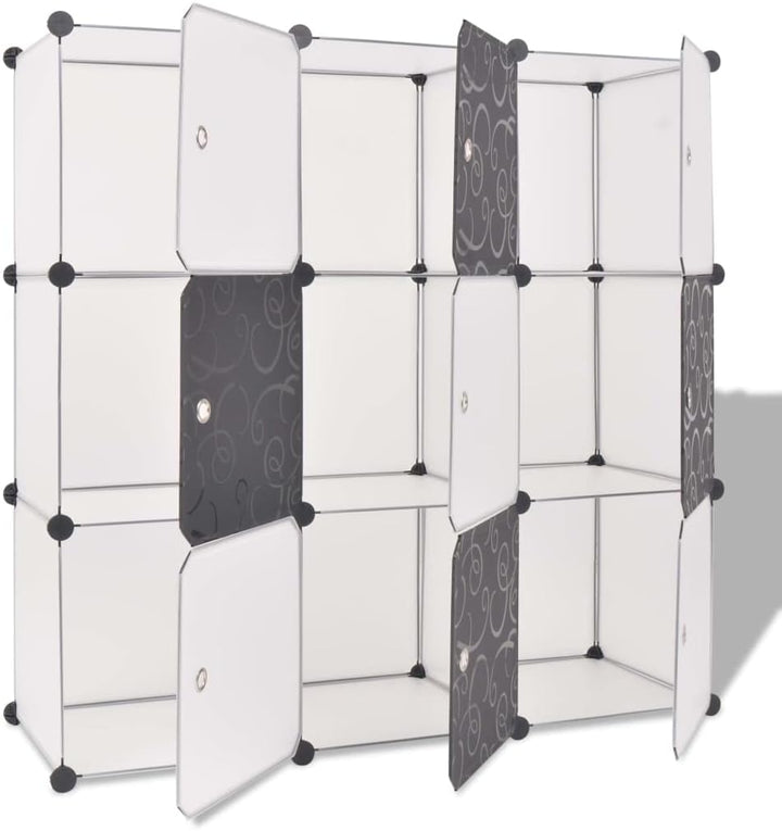 vidaXL Würfelregal 9 Fächer Bücherregal Raumteiler Standregal Wandregal Regal Schwarz und Weiss, Sch
