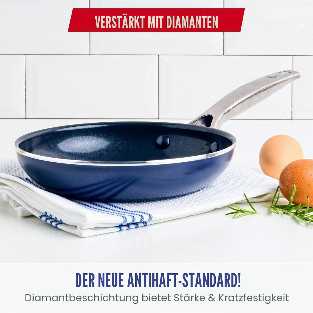 Blue Diamond Cookware Diamantstruktur Keramik Antihaft, 20 cm Bratpfanne, PFAS-frei, Spülmaschinenfe