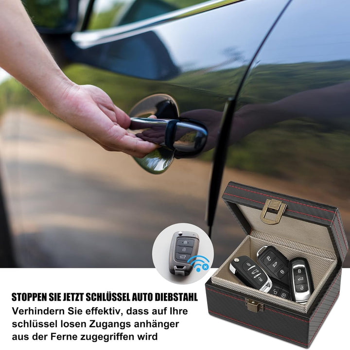 Diyife Autoschlüssel Faraday Box, Keyless Go Schutz Autoschlüssel Box, Premium Leder Anti-Diebstahl