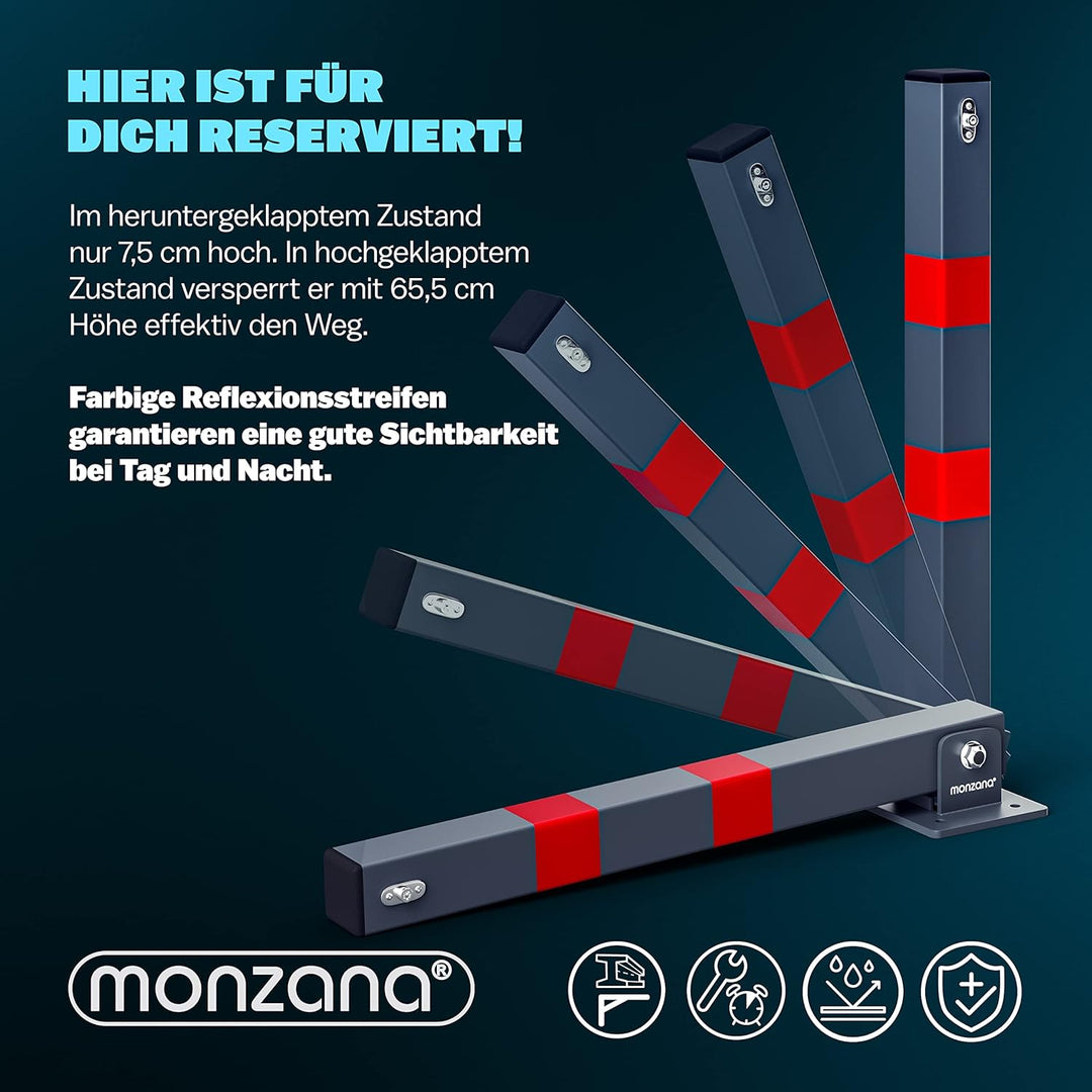 Deuba 4x Parkpfosten Parkplatzsperre 3 Schlüssel Sperrpfosten klappbar Stahl Robust Standfuss Stabil
