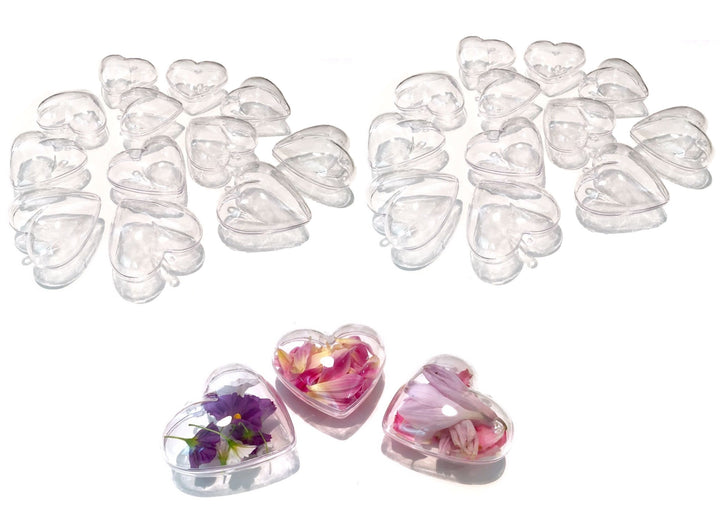 CRYSTAL KING 20 Stück Acrylformen Acryl Herzen teilbar 6,5cm Durchsichtige Kugel zum Aufhängen Baste