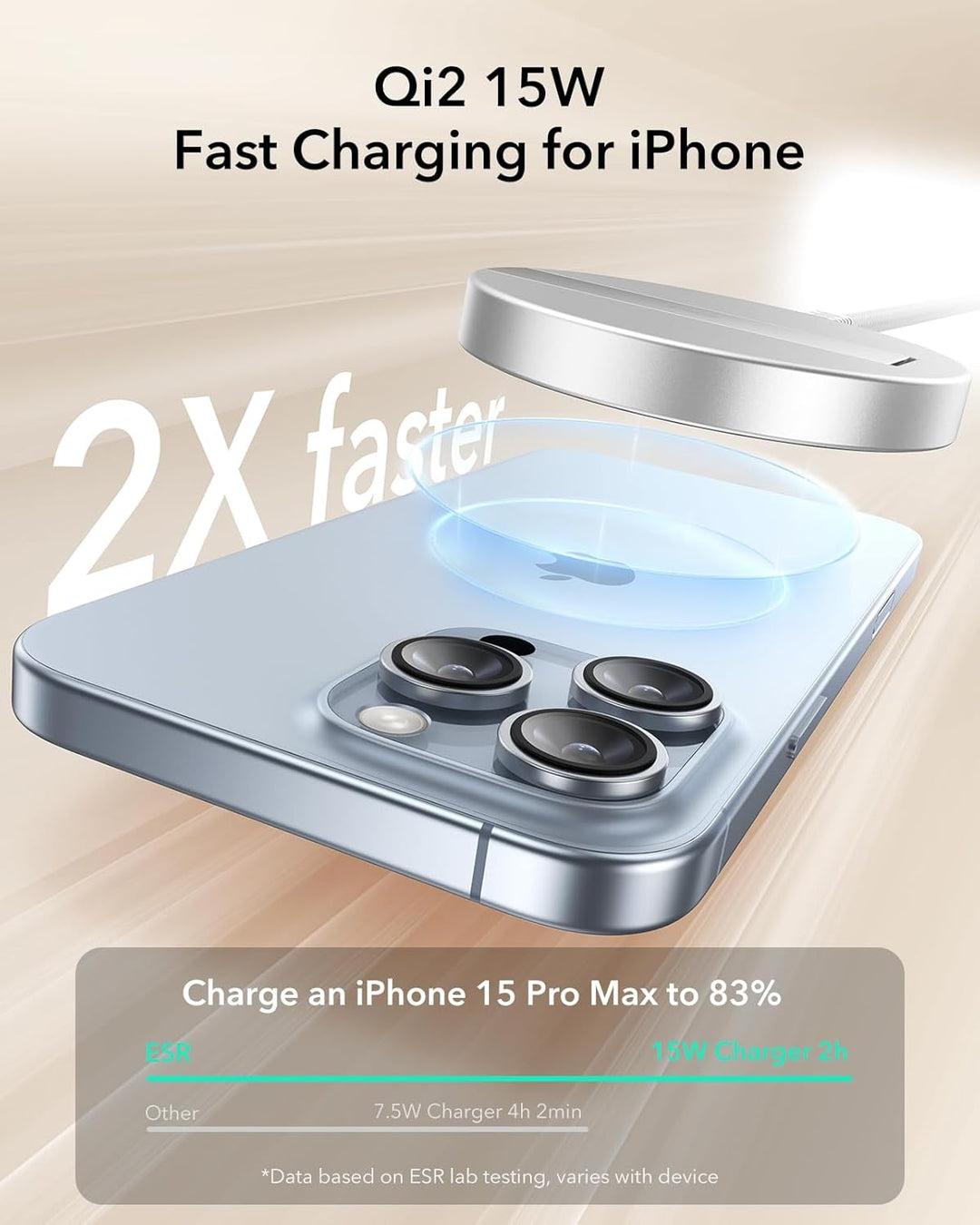 ESR für Magsafe Ladegerät 15W,Wireless Charger mit Ständer für iPhone 17/17e/16/15/14/13/12, AirPods
