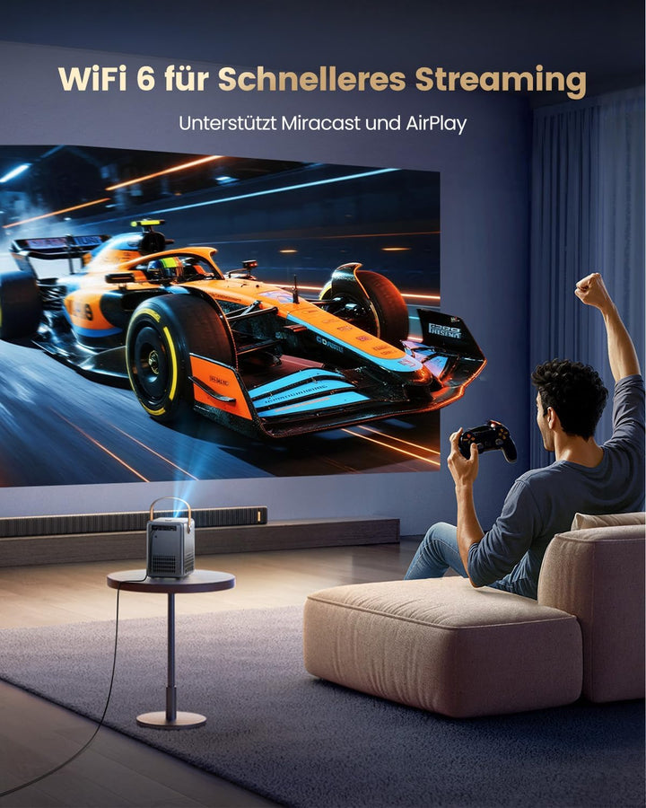 Mini Beamer 4K [Netflix Official|Dolby Audio] Smart Beamer Klein with WiFi6 2-Wege Bluetooth Full HD