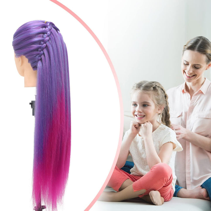 Trainingsköpfe, 28 inch Frisierkopf für Frisöre 100% Synthetikfaser-Haar Übungskopf,mit DIY Stricken