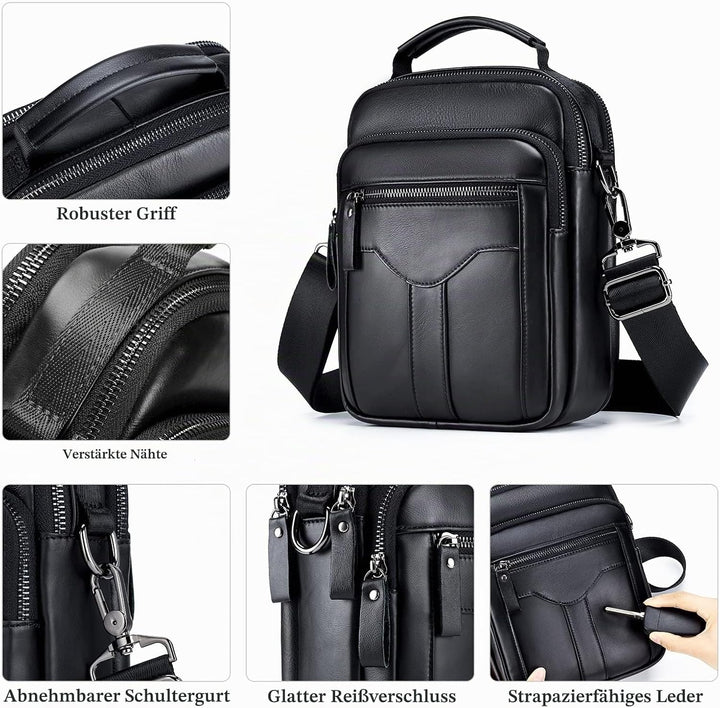 BAIGIO Umhängetasche Leder Herren Schultertasche Herrentasche Herrenhandtasche Vintage für Arbeit Re