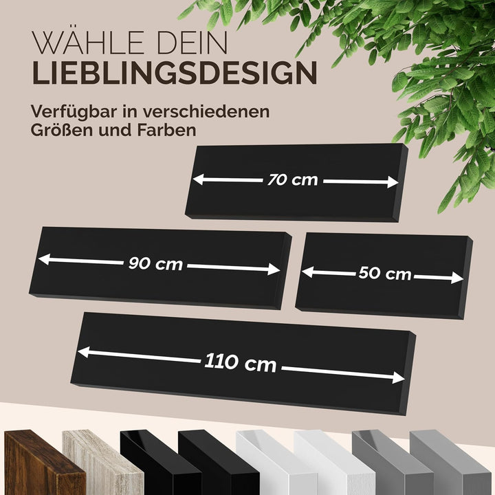 Casaria® Wandregal Holz Schwarz Regal mit Halterung 15kg Tragkraft Hängeregal Küche Wohnzimmer Flur