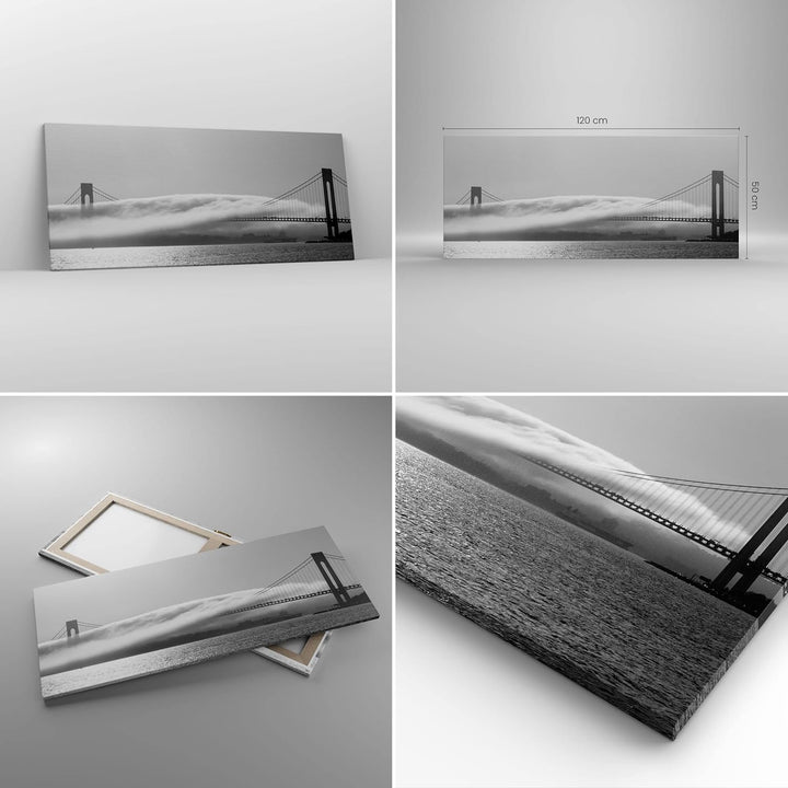 Wandbilder Dekoration Wohnzimmer Usa goldenes tor brücke Panorama Bilder auf Leinwand 120x50cm Leinw