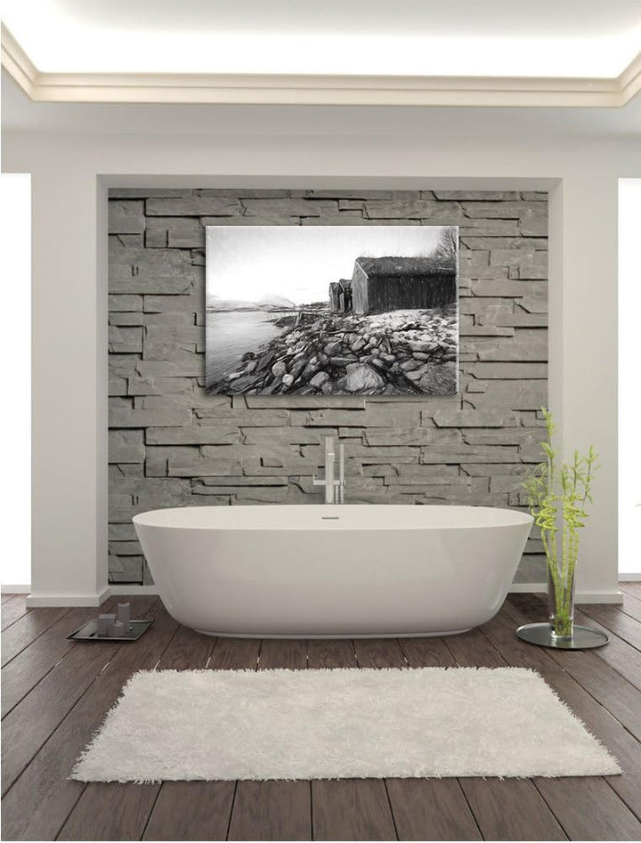 Pixxprint Küste der norwegischen See Tromso als Leinwandbild/Grösse: 100x70 / Wandbild/Kunstdruck/fe