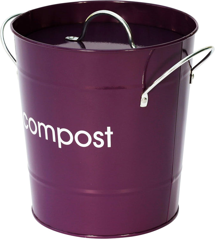 Komposteimer aus verzinktem Stahl (pulverbeschichtet) mit Zink-Griffen, Inneneimer aus Kunststoff, v
