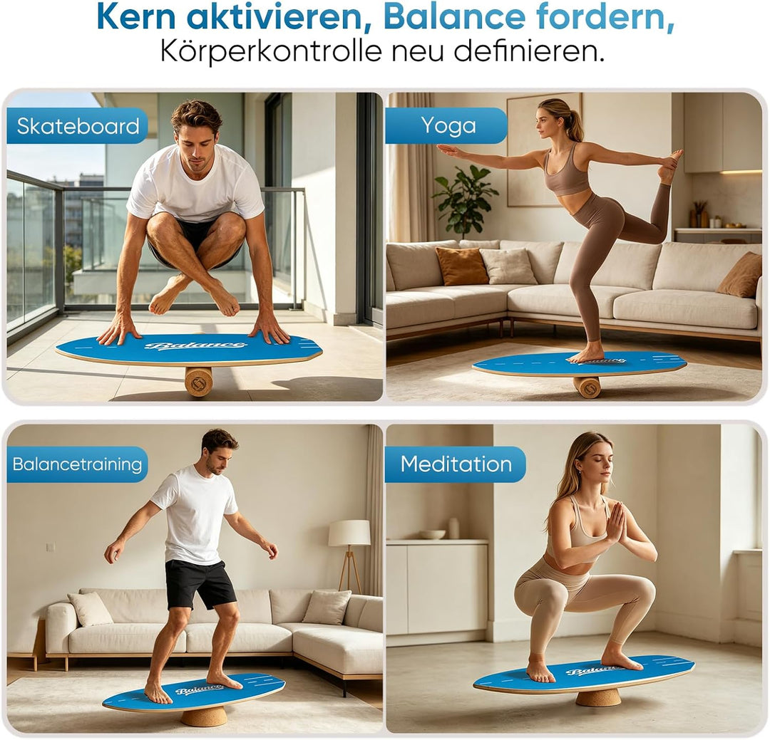 BRICH Balance Board Erwachsene mit Kork Halbkugel & Anti-Rutsch-Oberfläche – Professionelles Balance